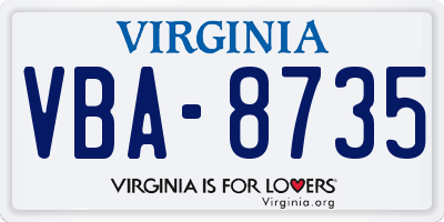VA license plate VBA8735