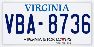 VA license plate VBA8736