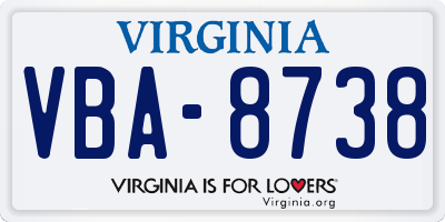 VA license plate VBA8738