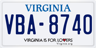 VA license plate VBA8740