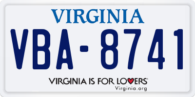 VA license plate VBA8741