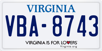 VA license plate VBA8743