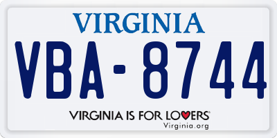 VA license plate VBA8744
