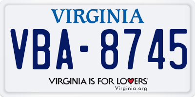 VA license plate VBA8745