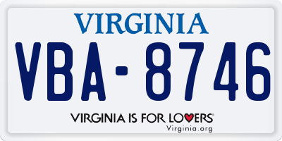 VA license plate VBA8746