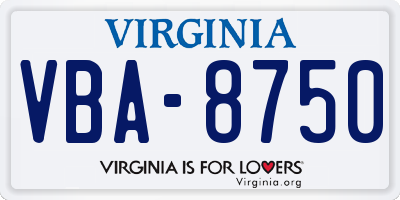VA license plate VBA8750