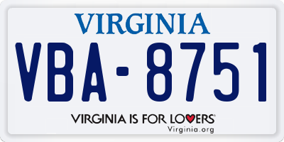 VA license plate VBA8751