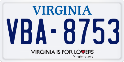 VA license plate VBA8753
