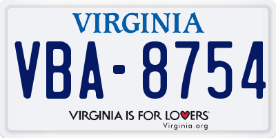 VA license plate VBA8754