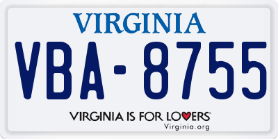VA license plate VBA8755