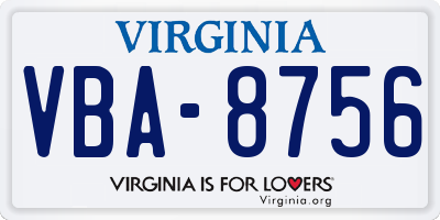 VA license plate VBA8756
