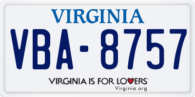 VA license plate VBA8757