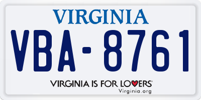 VA license plate VBA8761
