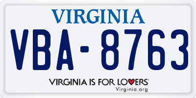 VA license plate VBA8763