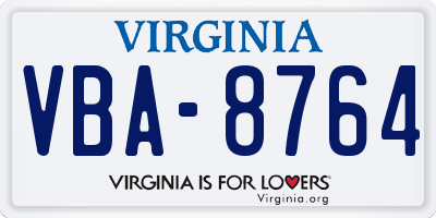 VA license plate VBA8764