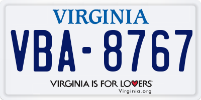 VA license plate VBA8767
