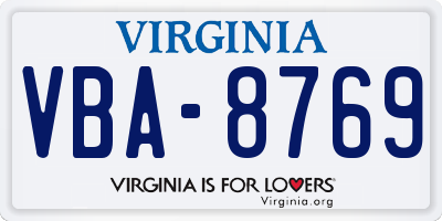 VA license plate VBA8769