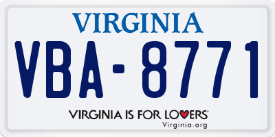 VA license plate VBA8771