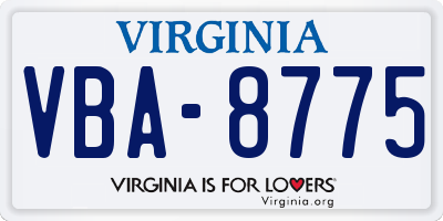 VA license plate VBA8775