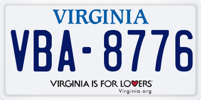 VA license plate VBA8776
