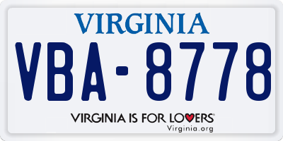VA license plate VBA8778