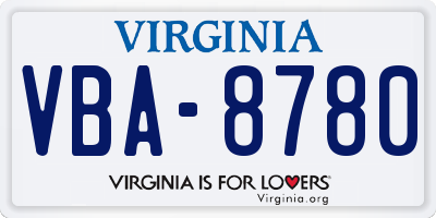 VA license plate VBA8780
