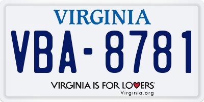 VA license plate VBA8781