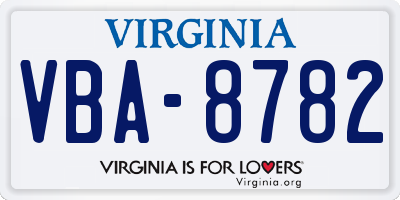 VA license plate VBA8782