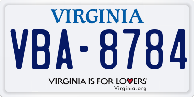 VA license plate VBA8784