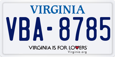 VA license plate VBA8785
