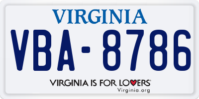 VA license plate VBA8786