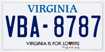VA license plate VBA8787