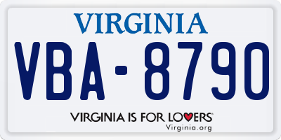 VA license plate VBA8790