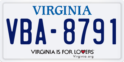 VA license plate VBA8791