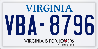 VA license plate VBA8796