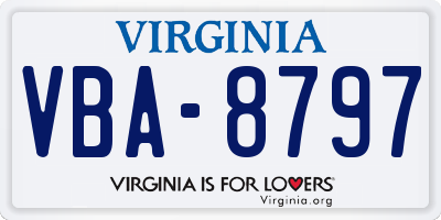 VA license plate VBA8797