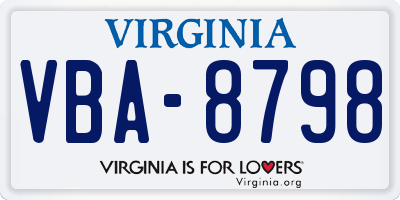 VA license plate VBA8798