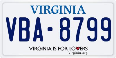VA license plate VBA8799