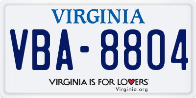 VA license plate VBA8804