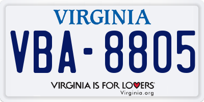 VA license plate VBA8805