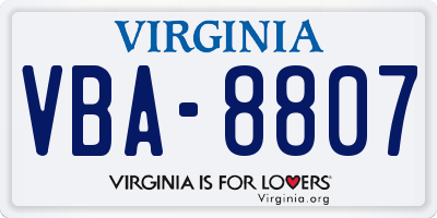 VA license plate VBA8807