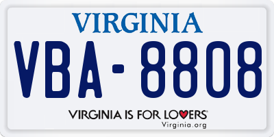 VA license plate VBA8808