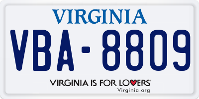 VA license plate VBA8809