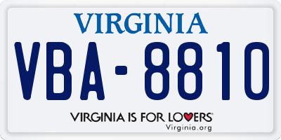 VA license plate VBA8810