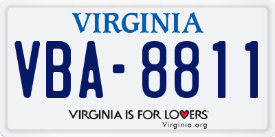 VA license plate VBA8811