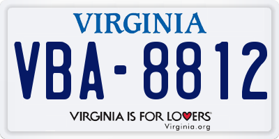 VA license plate VBA8812