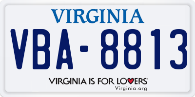 VA license plate VBA8813