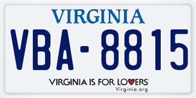 VA license plate VBA8815