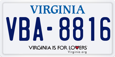 VA license plate VBA8816