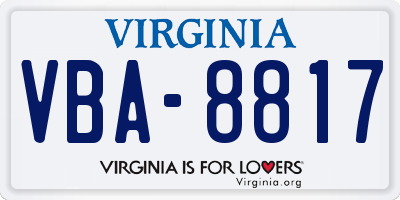 VA license plate VBA8817